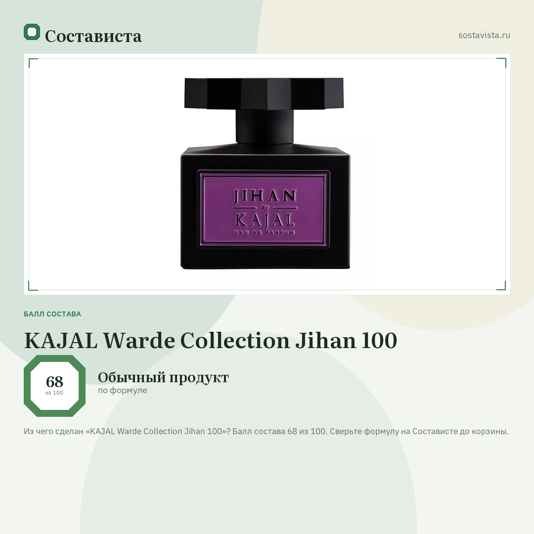 KAJAL Warde Collection Jihan 100: балл состава 68 из 100 — Состависта