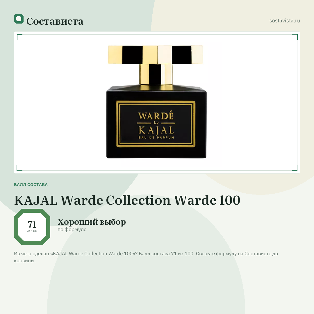 KAJAL Warde Collection Warde 100: балл состава 71 из 100 — Состависта