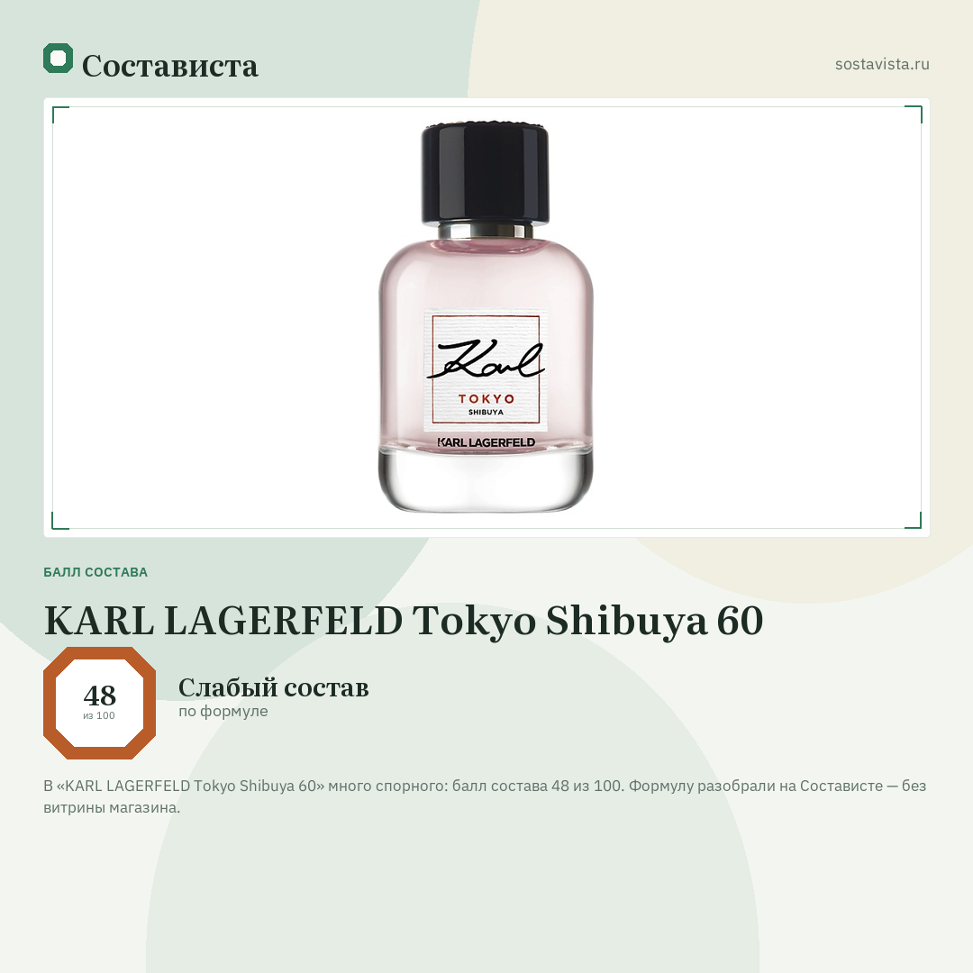 KARL LAGERFELD Tokyo Shibuya 60: балл состава 48 из 100 — Состависта