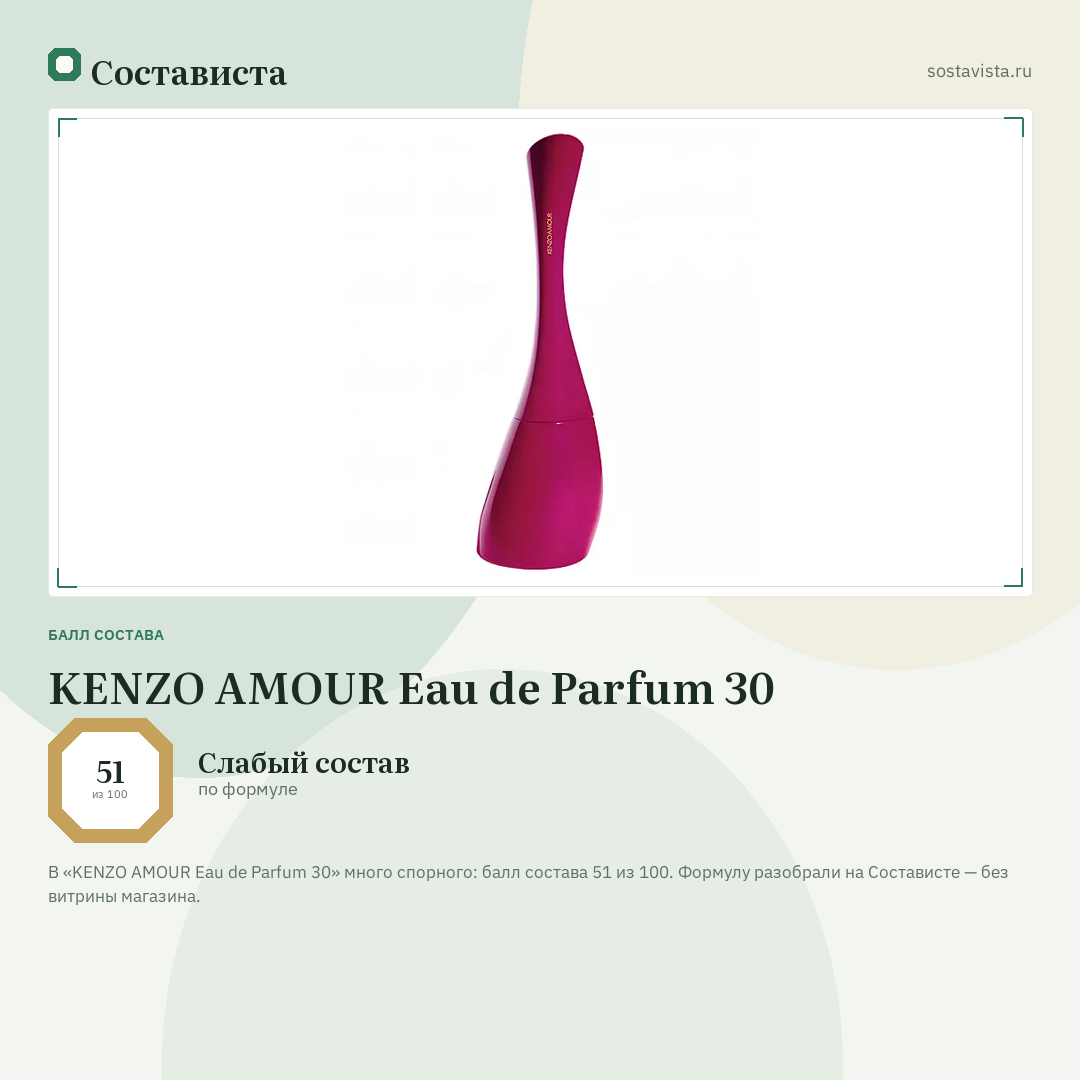 KENZO AMOUR Eau de Parfum 30: балл состава 51 из 100 — Состависта