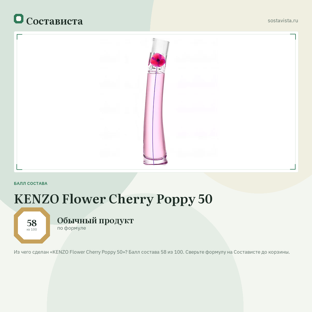 KENZO Flower Cherry Poppy 50: балл состава 58 из 100 — Состависта