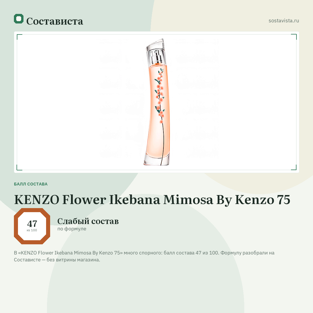 KENZO Flower Ikebana Mimosa By Kenzo 75: балл состава 47 из 100 — Состависта