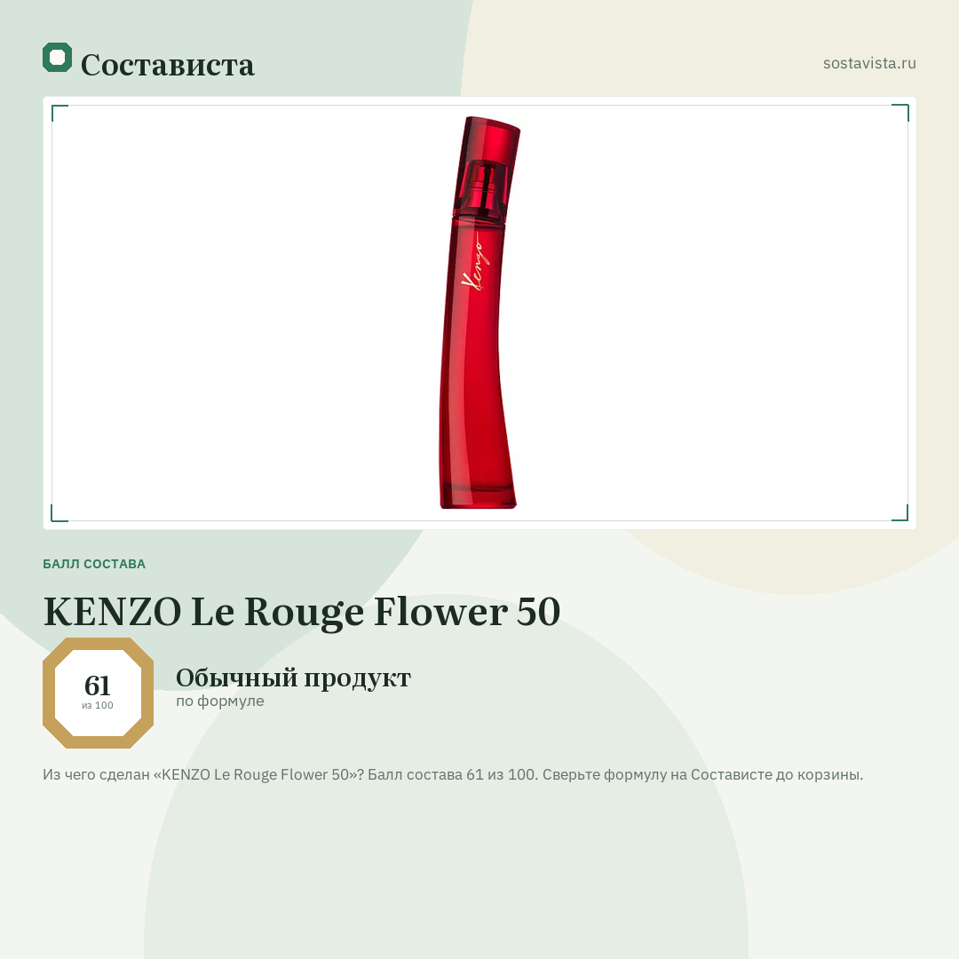 KENZO Le Rouge Flower 50: балл состава 61 из 100 — Состависта