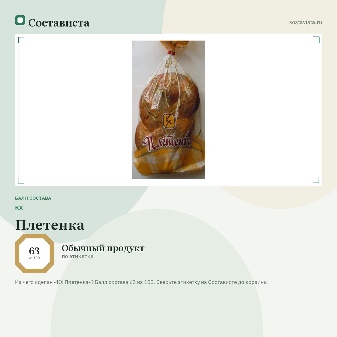 КХ Плетенка: балл состава 63 из 100 — Состависта