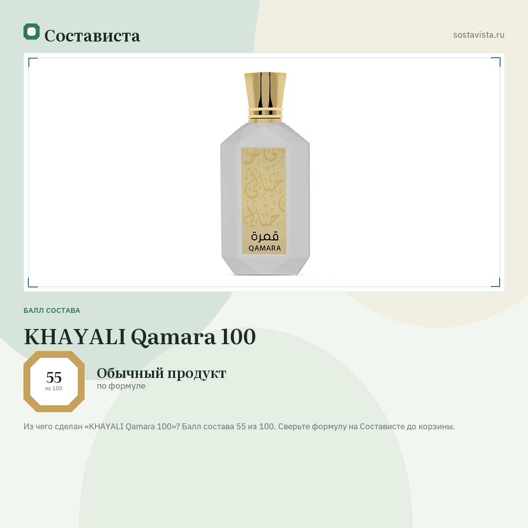 KHAYALI Qamara 100: балл состава 55 из 100 — Состависта