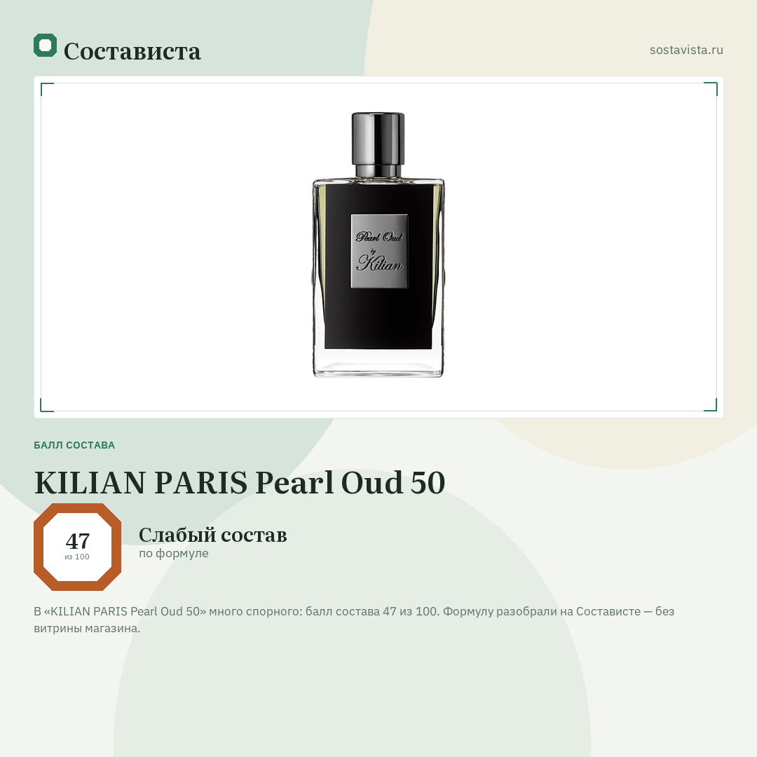 KILIAN PARIS Pearl Oud 50: балл состава 47 из 100 — Состависта