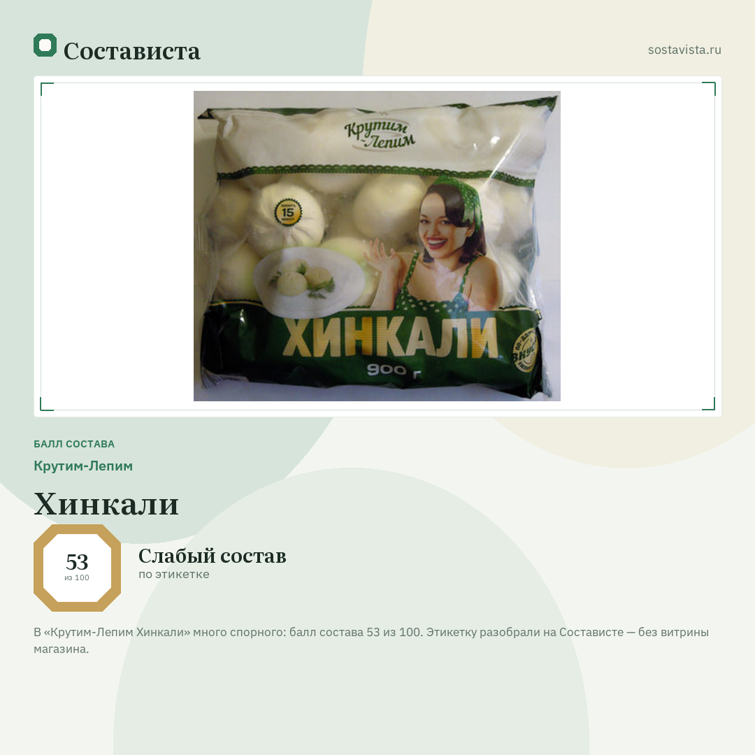 Крутим-Лепим Хинкали: балл состава 53 из 100 — Состависта