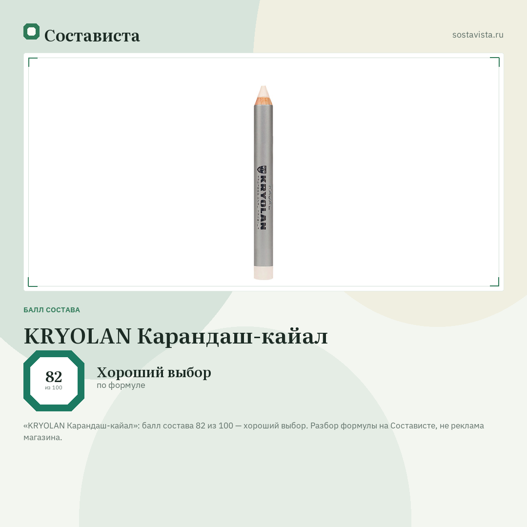KRYOLAN Карандаш-кайал: балл состава 82 из 100 — Состависта