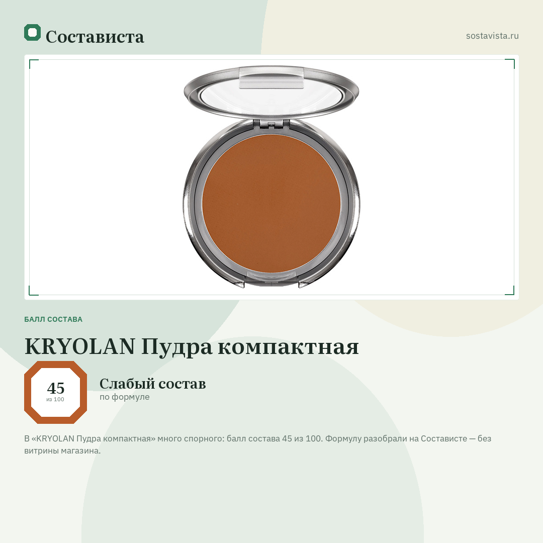 KRYOLAN Пудра компактная: балл состава 45 из 100 — Состависта