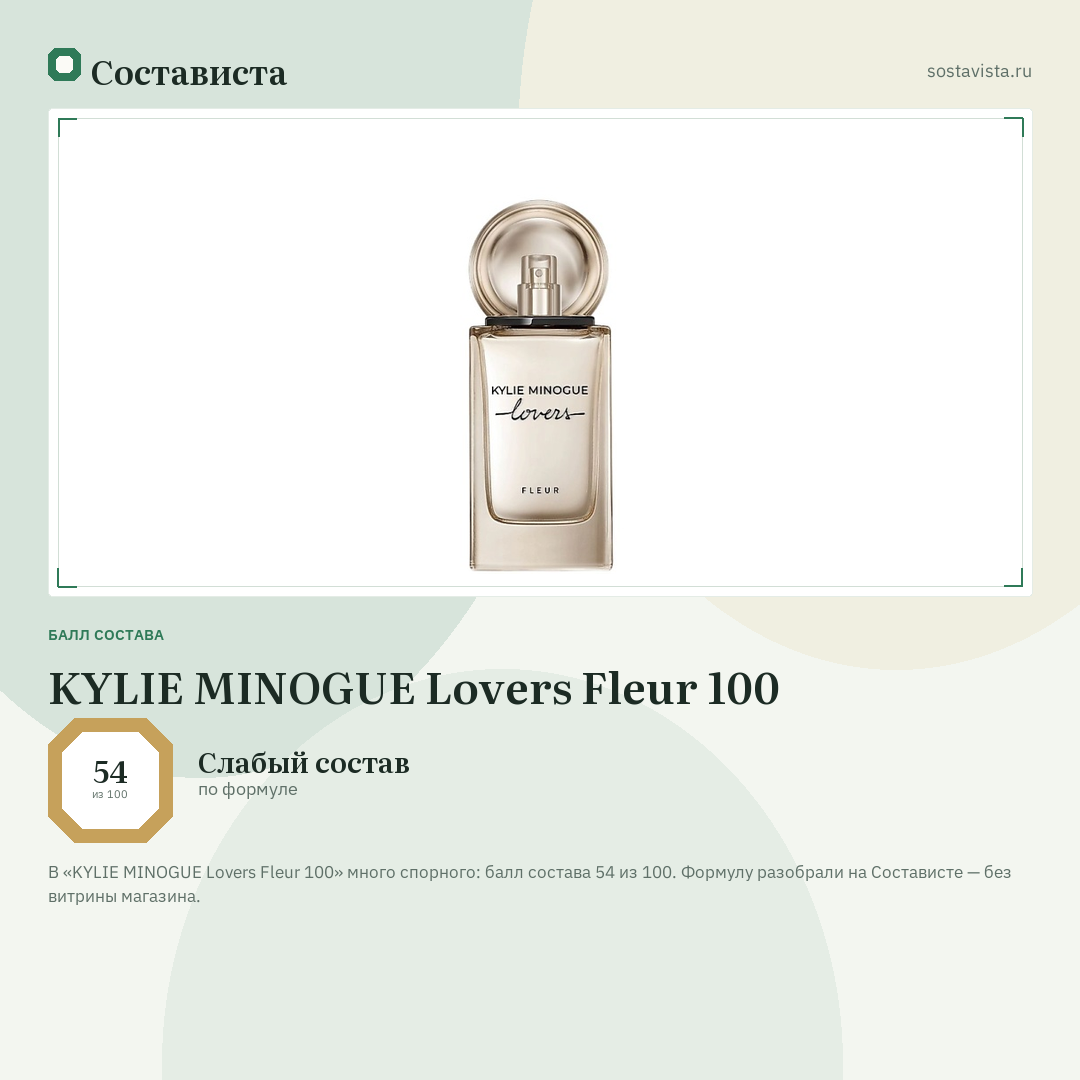 KYLIE MINOGUE Lovers Fleur 100: балл состава 54 из 100 — Состависта