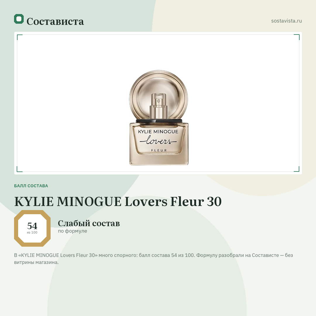 KYLIE MINOGUE Lovers Fleur 30: балл состава 54 из 100 — Состависта