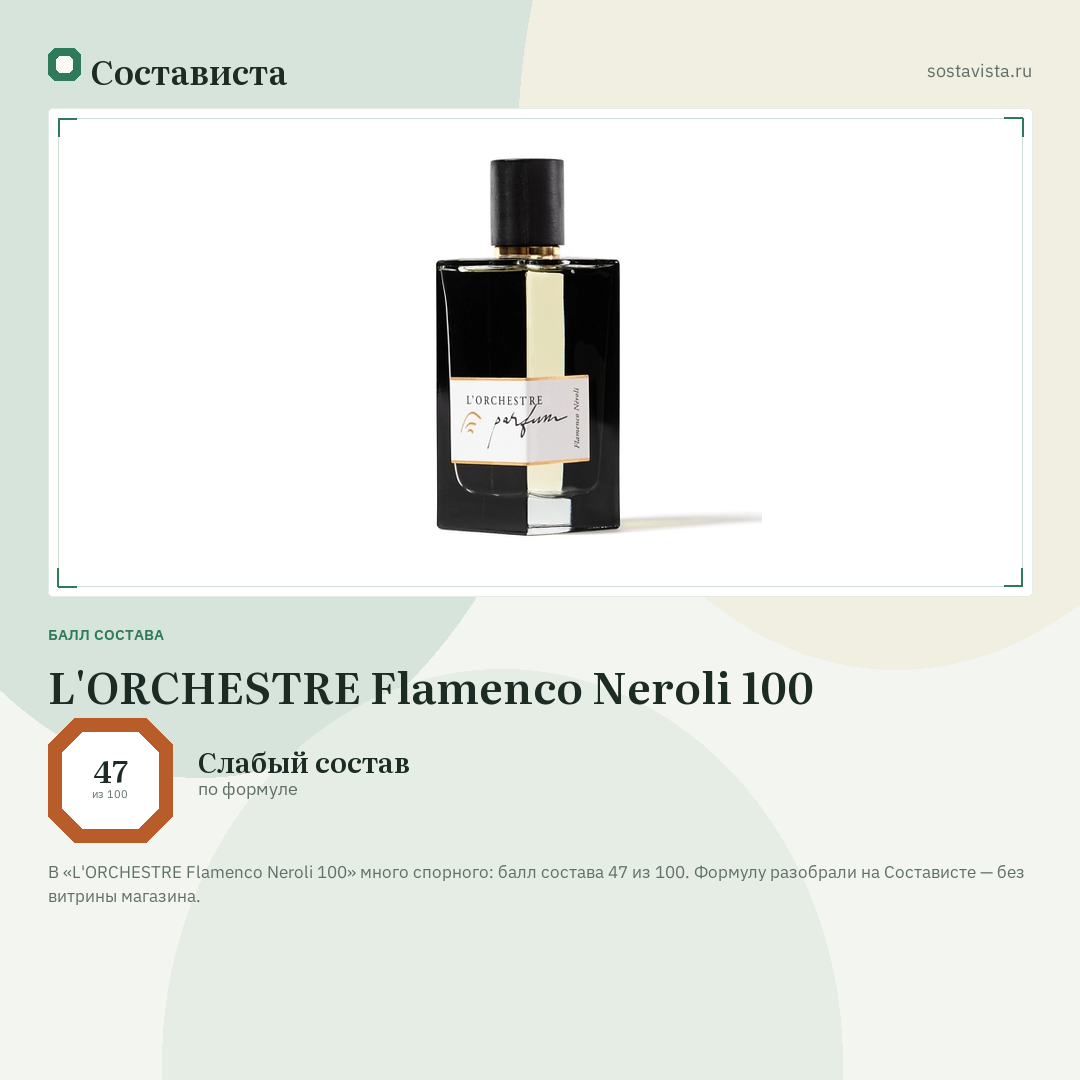 L'ORCHESTRE Flamenco Neroli 100: балл состава 47 из 100 — Состависта