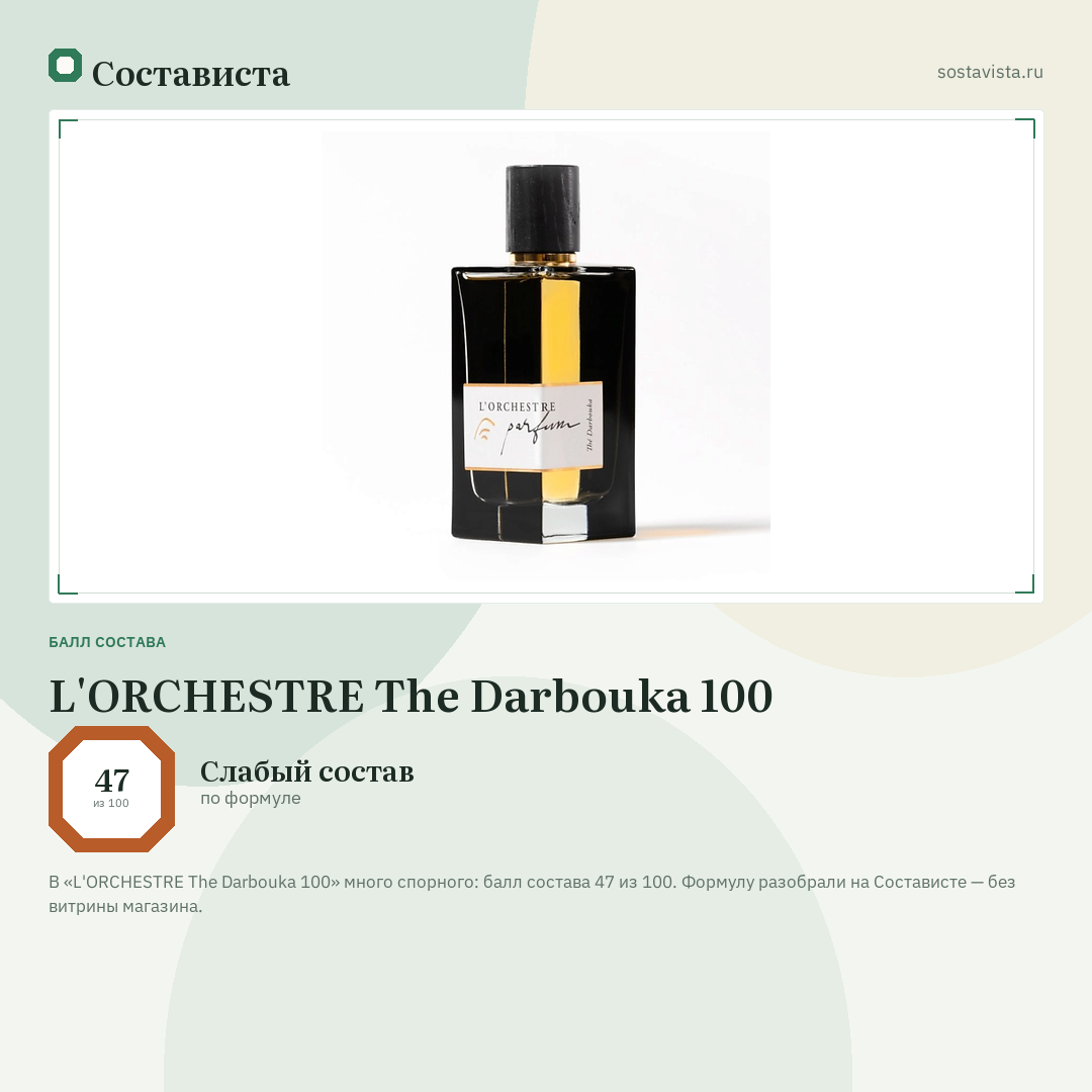 L'ORCHESTRE The Darbouka 100: балл состава 47 из 100 — Состависта