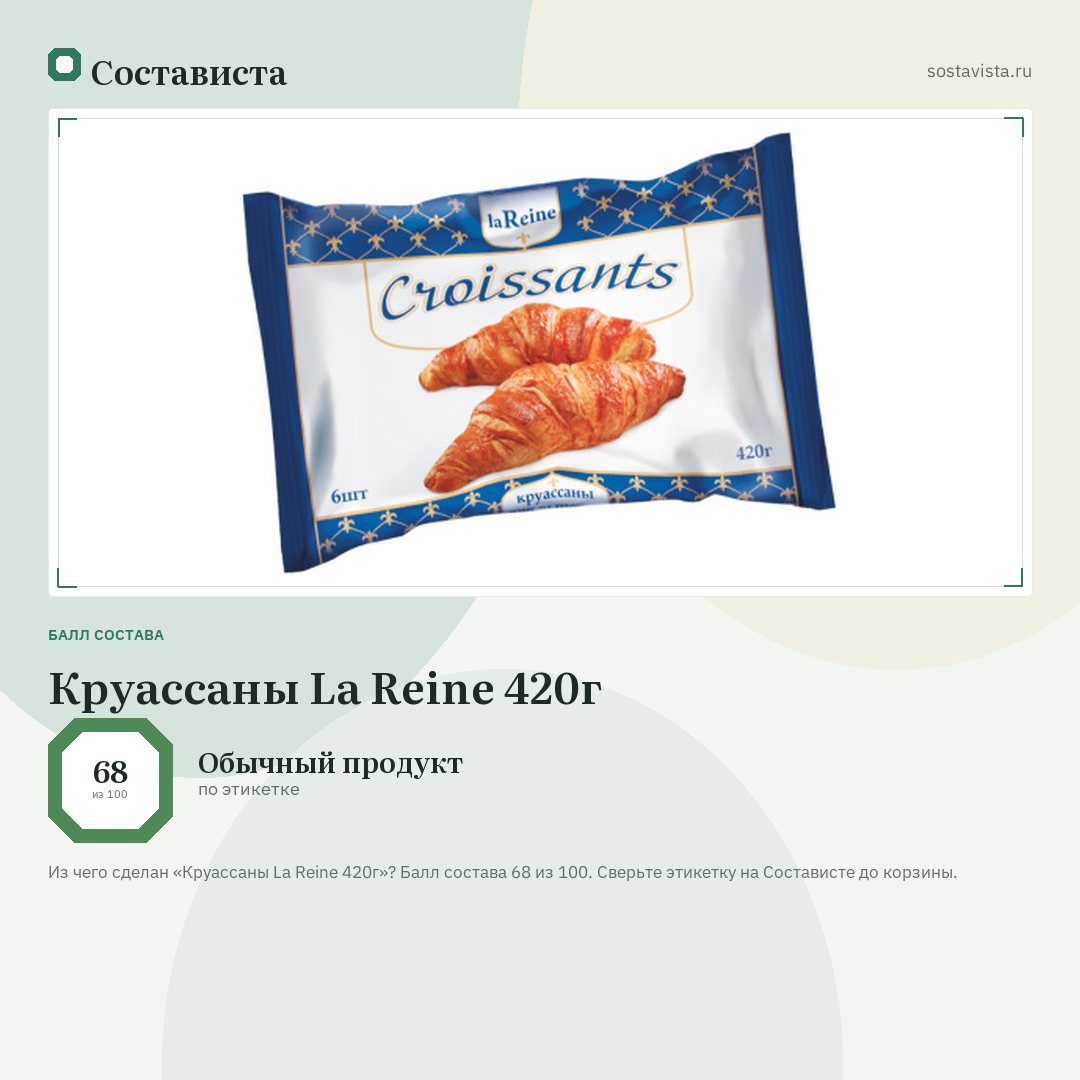Круассаны La Reine 420г: балл состава 68 из 100 — Состависта