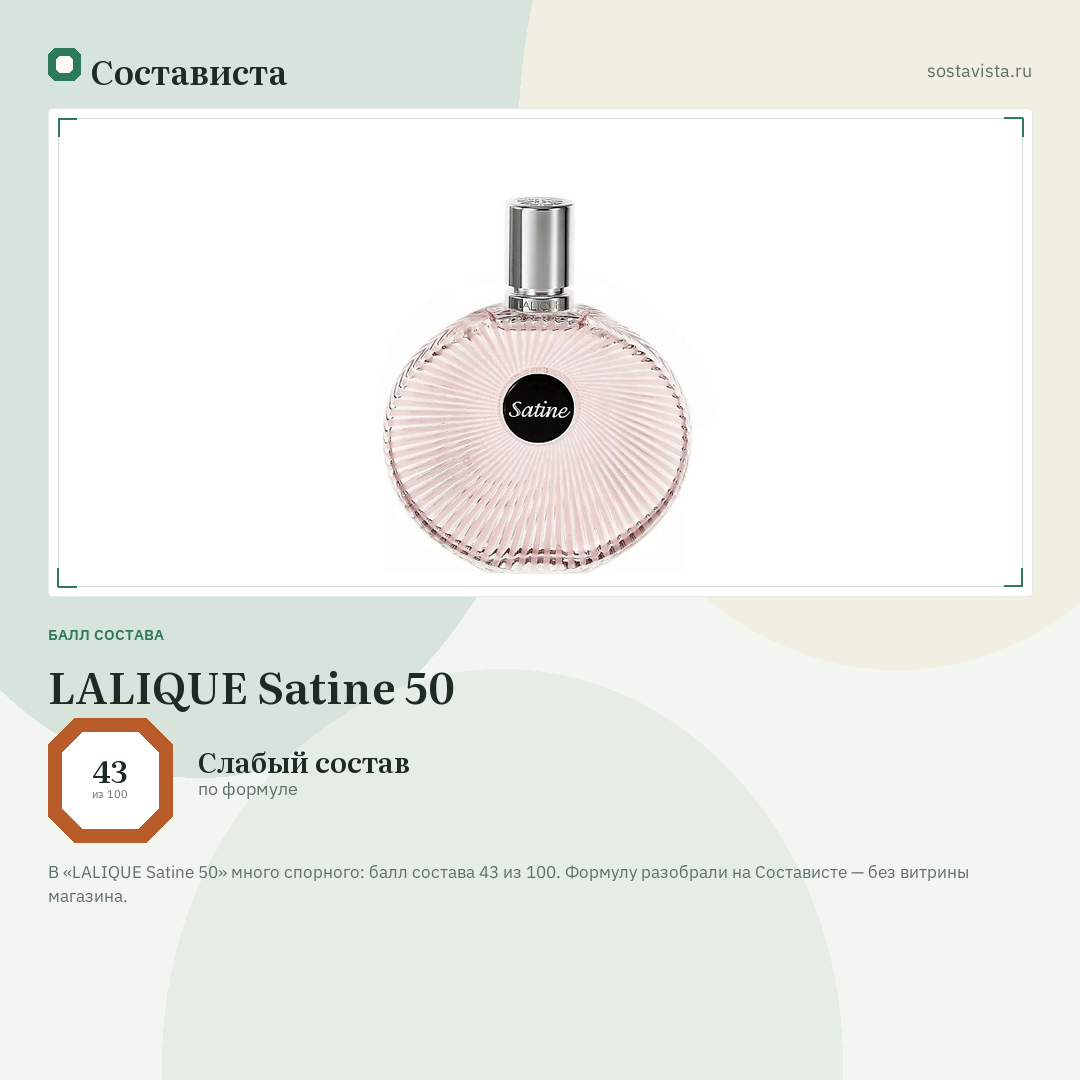 LALIQUE Satine 50: балл состава 43 из 100 — Состависта