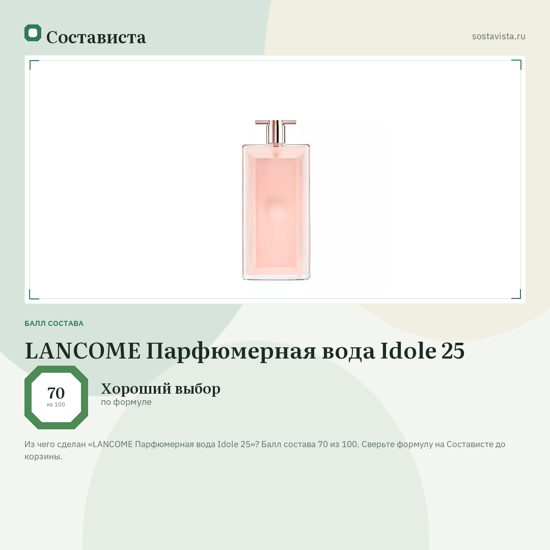 LANCOME Парфюмерная вода Idole 25: балл состава 70 из 100 — Состависта