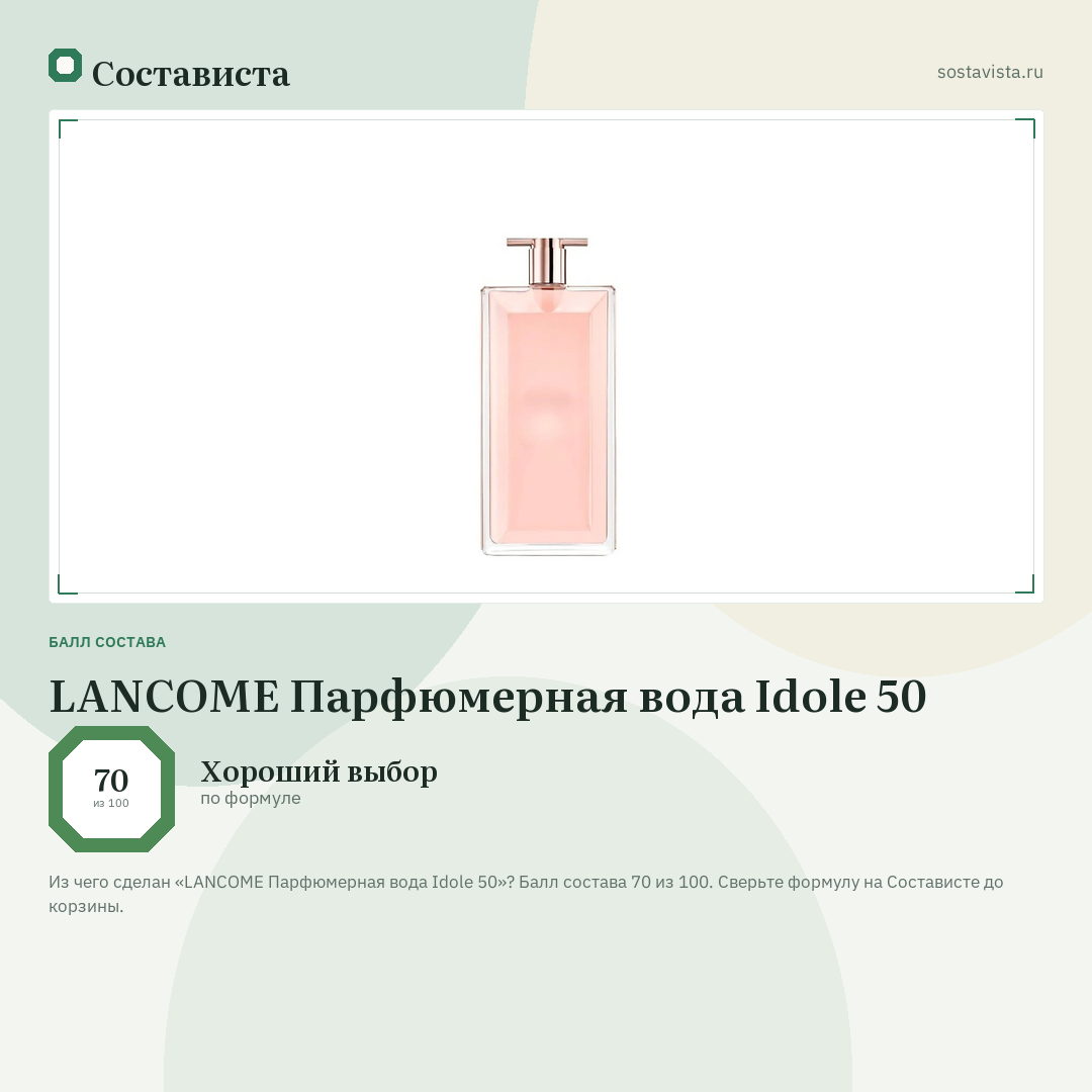 LANCOME Парфюмерная вода Idole 50: балл состава 70 из 100 — Состависта