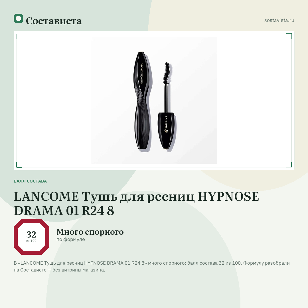 LANCOME Тушь для ресниц HYPNOSE DRAMA 01 R24 8: балл состава 32 из 100 — Состависта