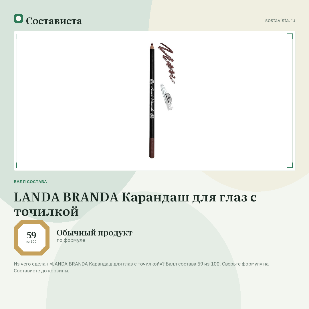 LANDA BRANDA Карандаш для глаз с точилкой: балл состава 59 из 100 — Состависта