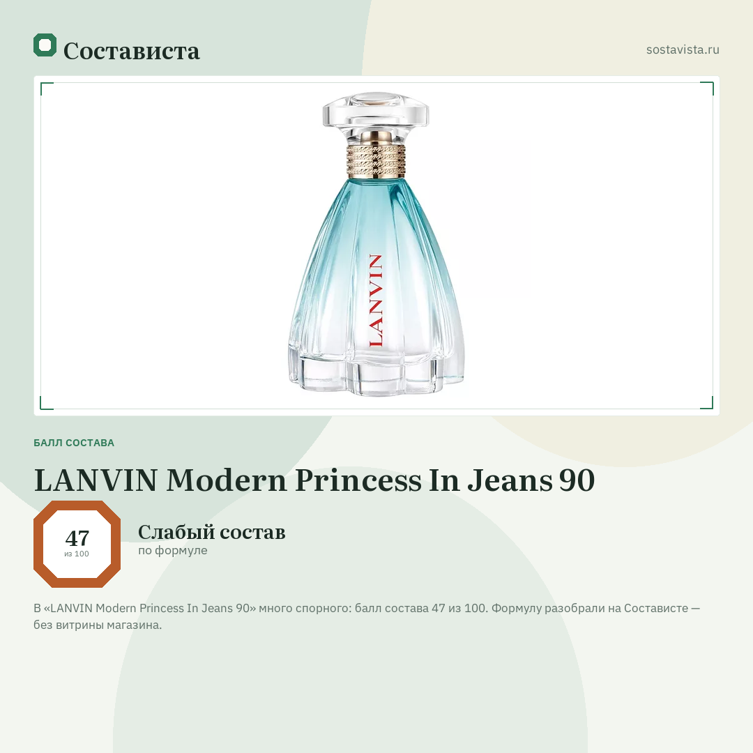 LANVIN Modern Princess In Jeans 90: балл состава 47 из 100 — Состависта
