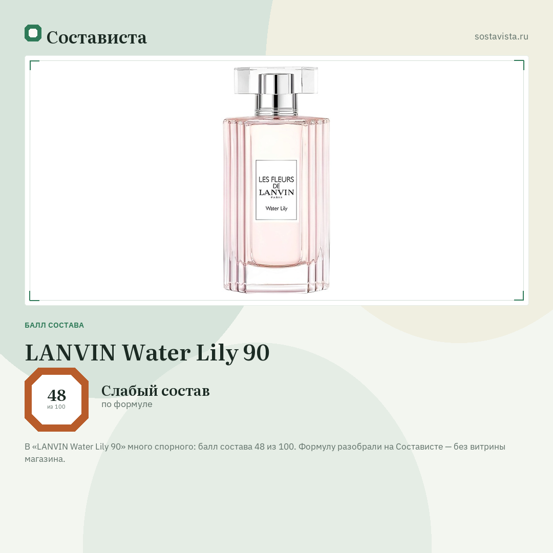 LANVIN Water Lily 90: балл состава 48 из 100 — Состависта