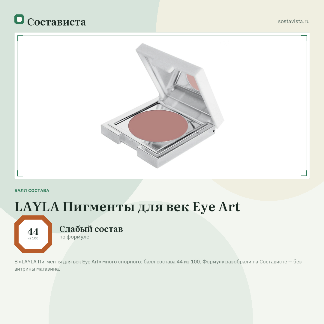 LAYLA Пигменты для век Eye Art: балл состава 44 из 100 — Состависта