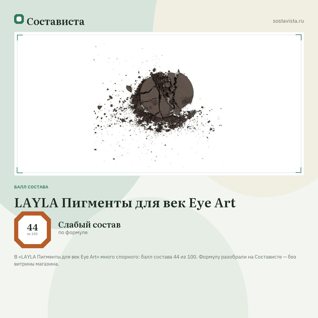 LAYLA Пигменты для век Eye Art: балл состава 44 из 100 — Состависта
