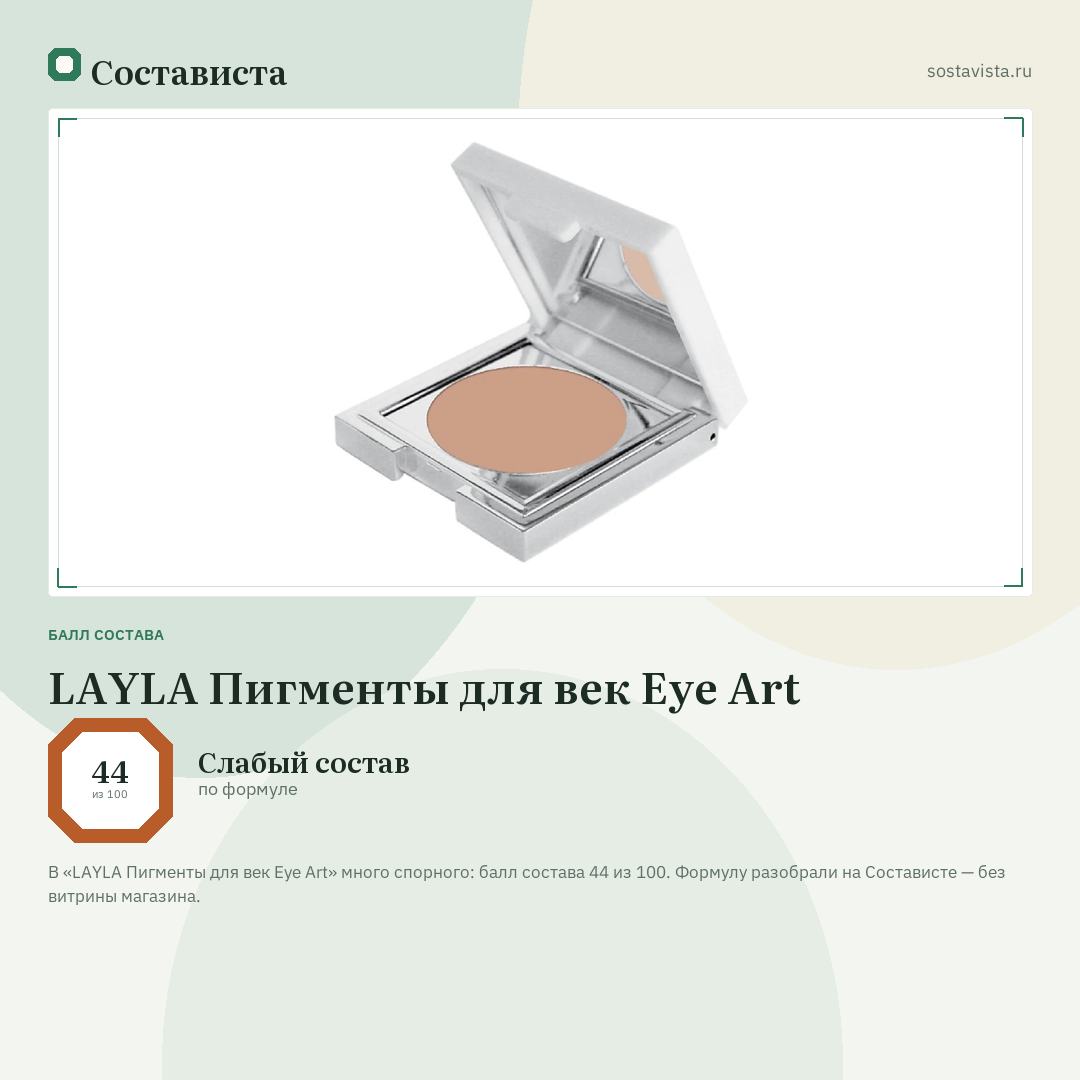 LAYLA Пигменты для век Eye Art: балл состава 44 из 100 — Состависта