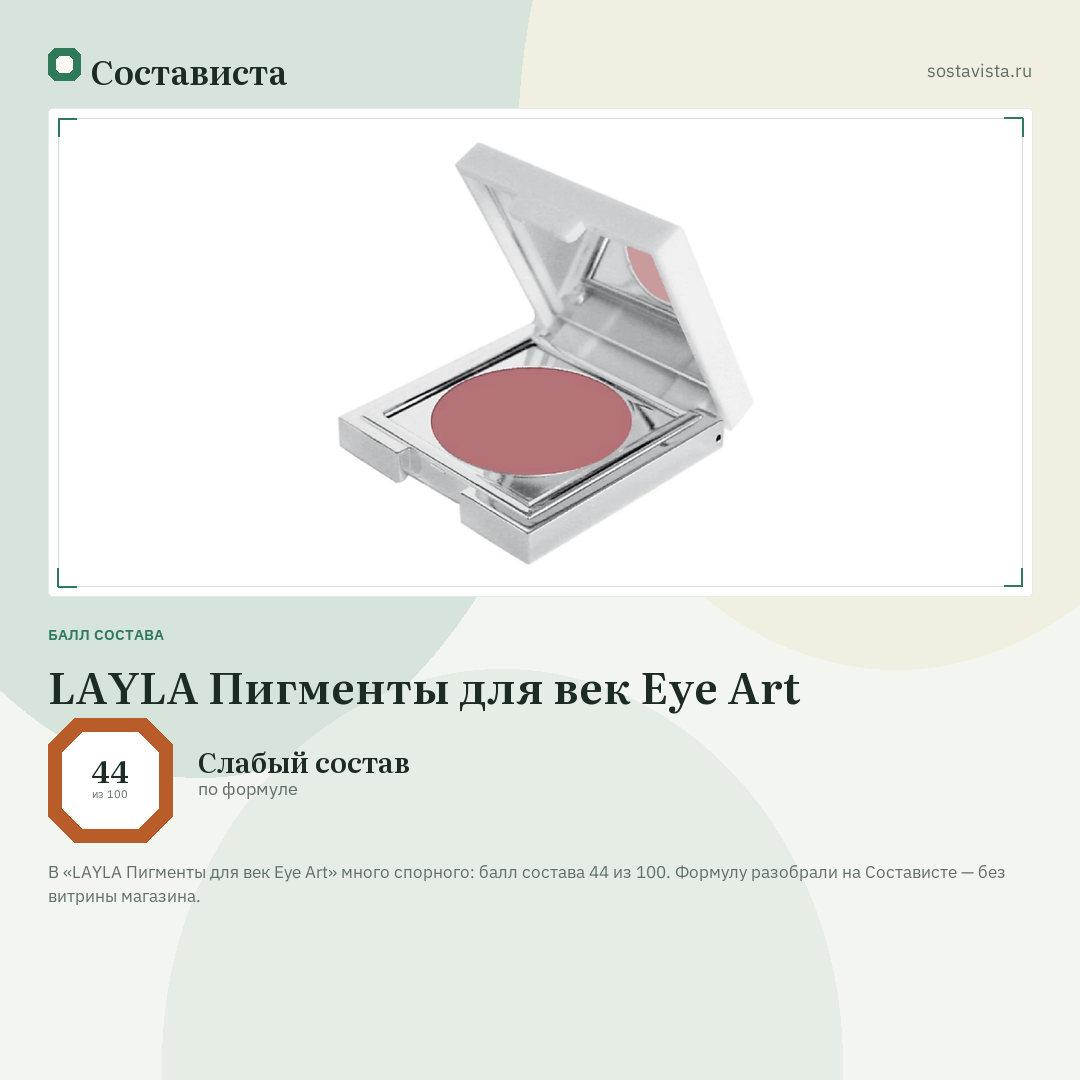 LAYLA Пигменты для век Eye Art: балл состава 44 из 100 — Состависта