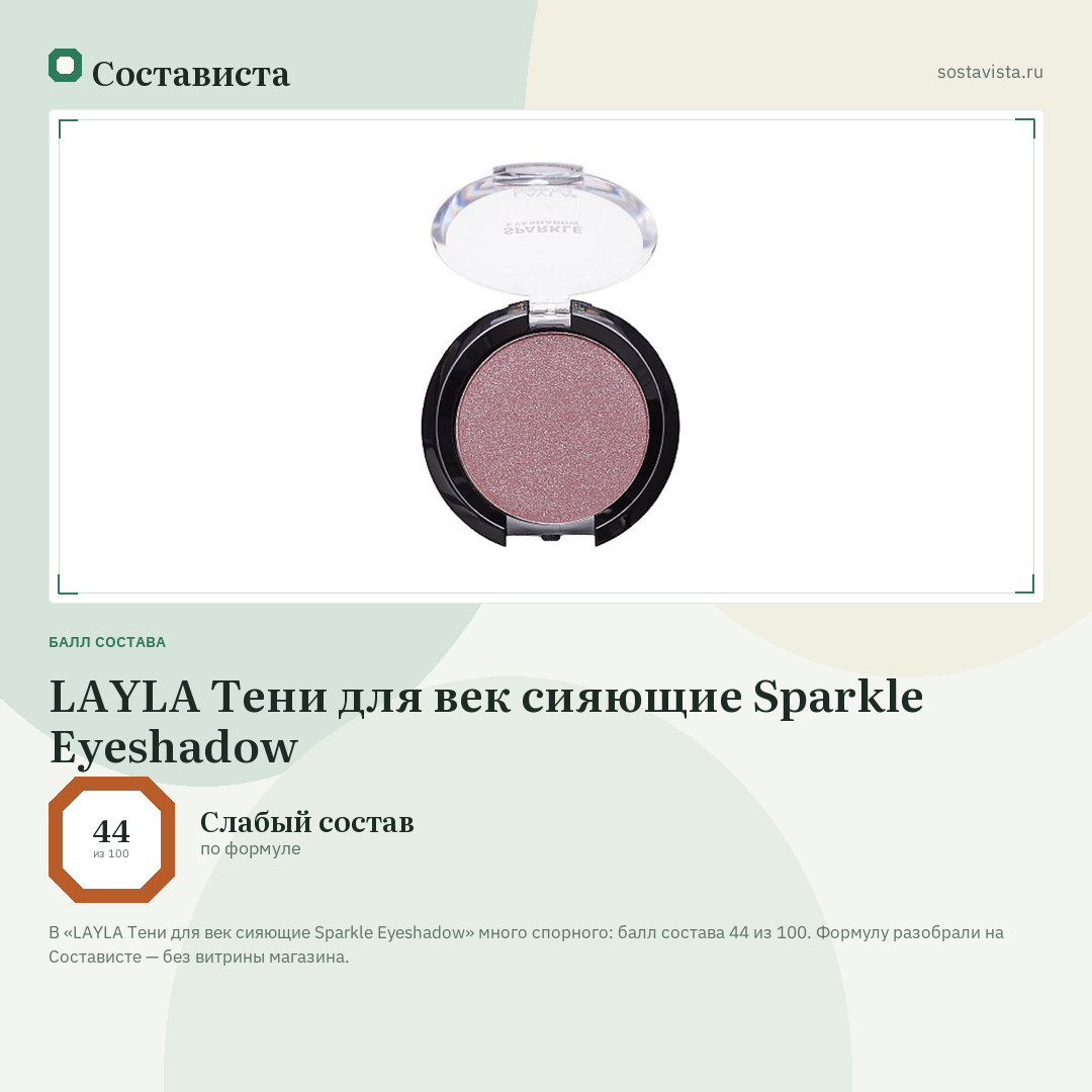 LAYLA Тени для век сияющие Sparkle Eyeshadow: балл состава 44 из 100 — Состависта