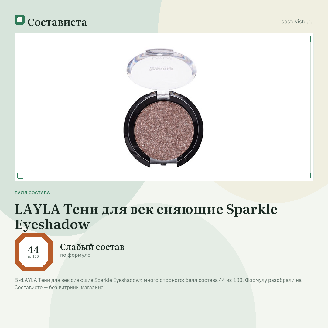 LAYLA Тени для век сияющие Sparkle Eyeshadow: балл состава 44 из 100 — Состависта