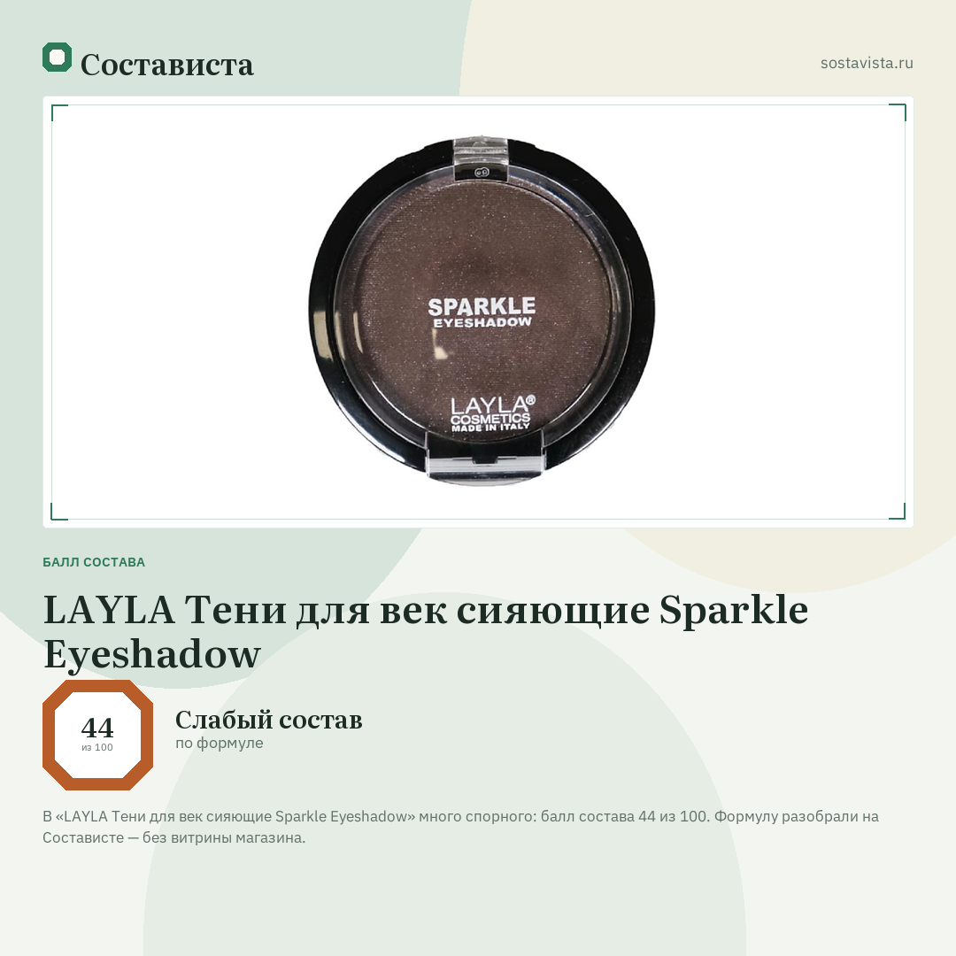 LAYLA Тени для век сияющие Sparkle Eyeshadow: балл состава 44 из 100 — Состависта