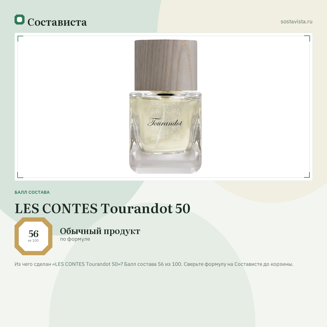 LES CONTES Tourandot 50: балл состава 56 из 100 — Состависта