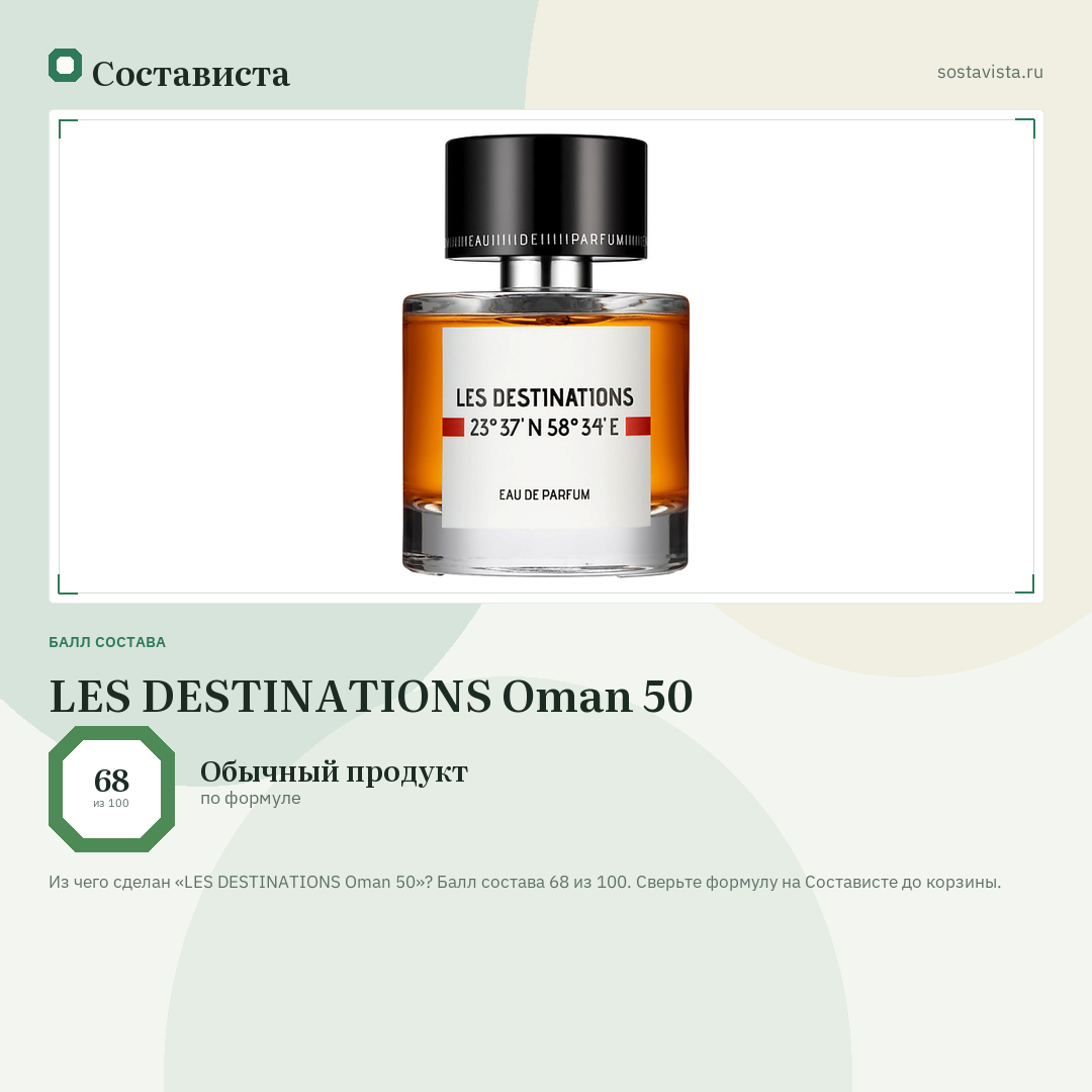 LES DESTINATIONS Oman 50: балл состава 68 из 100 — Состависта