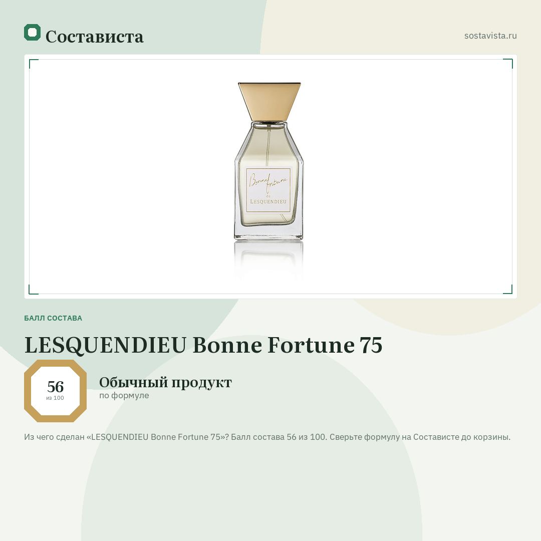 LESQUENDIEU Bonne Fortune 75: балл состава 56 из 100 — Состависта