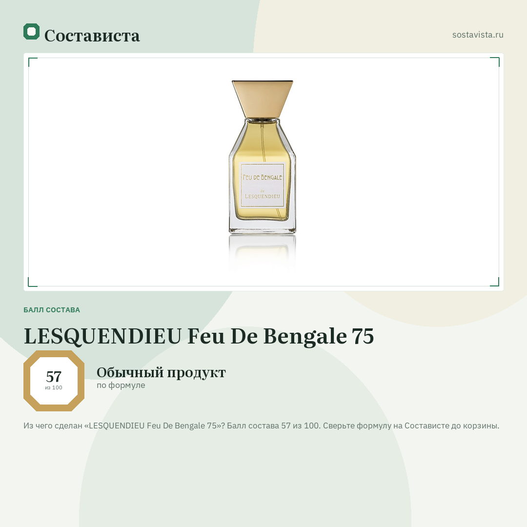 LESQUENDIEU Feu De Bengale 75: балл состава 57 из 100 — Состависта