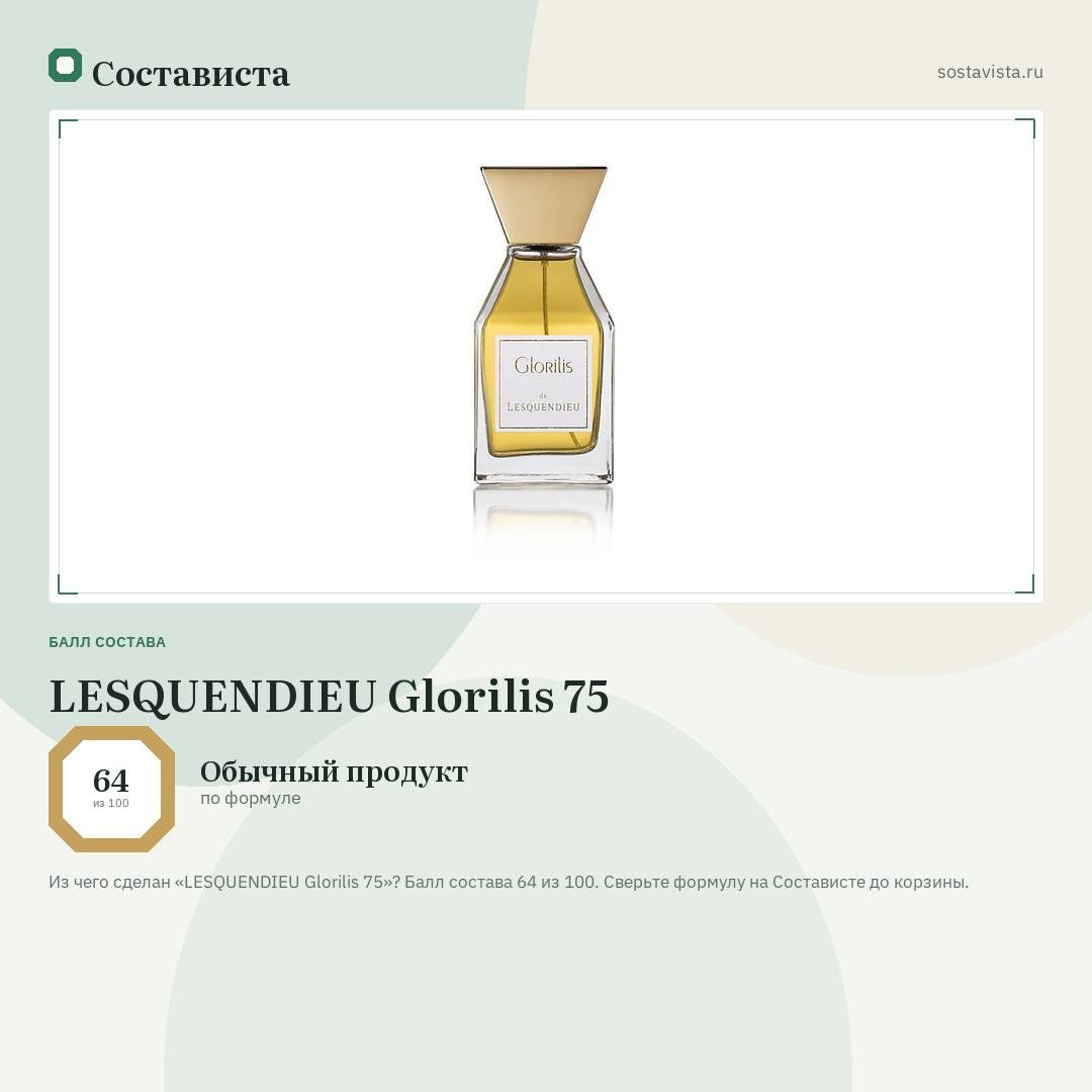 LESQUENDIEU Glorilis 75: балл состава 64 из 100 — Состависта