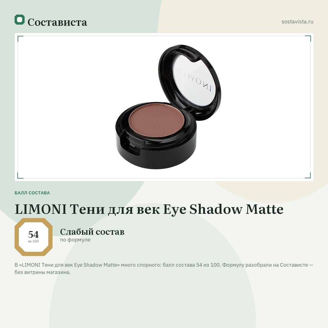 LIMONI Тени для век Eye Shadow Matte: балл состава 54 из 100 — Состависта