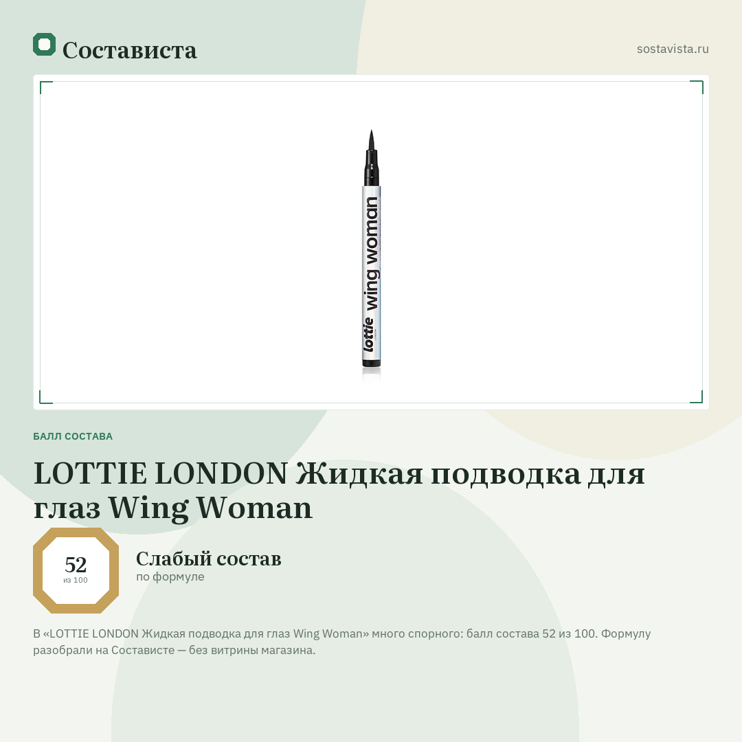 LOTTIE LONDON Жидкая подводка для глаз Wing Woman: балл состава 52 из 100 — Состависта