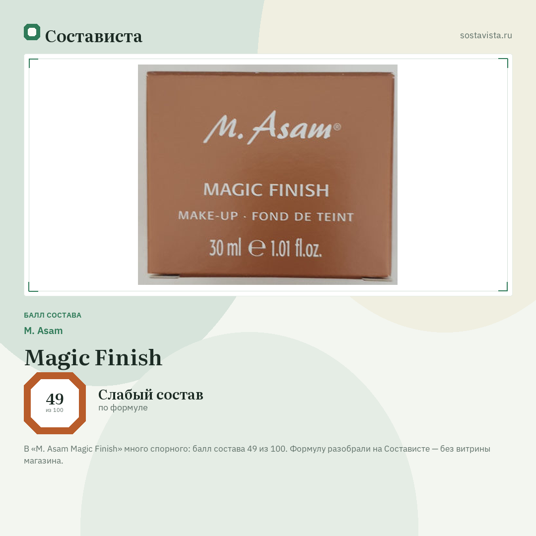 M. Asam Magic Finish: балл состава 49 из 100 — Состависта