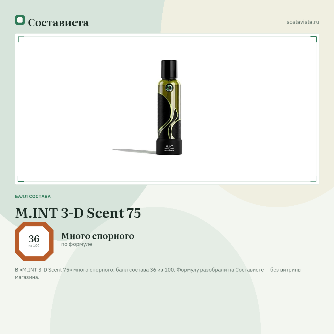 M.INT 3-D Scent 75: балл состава 36 из 100 — Состависта