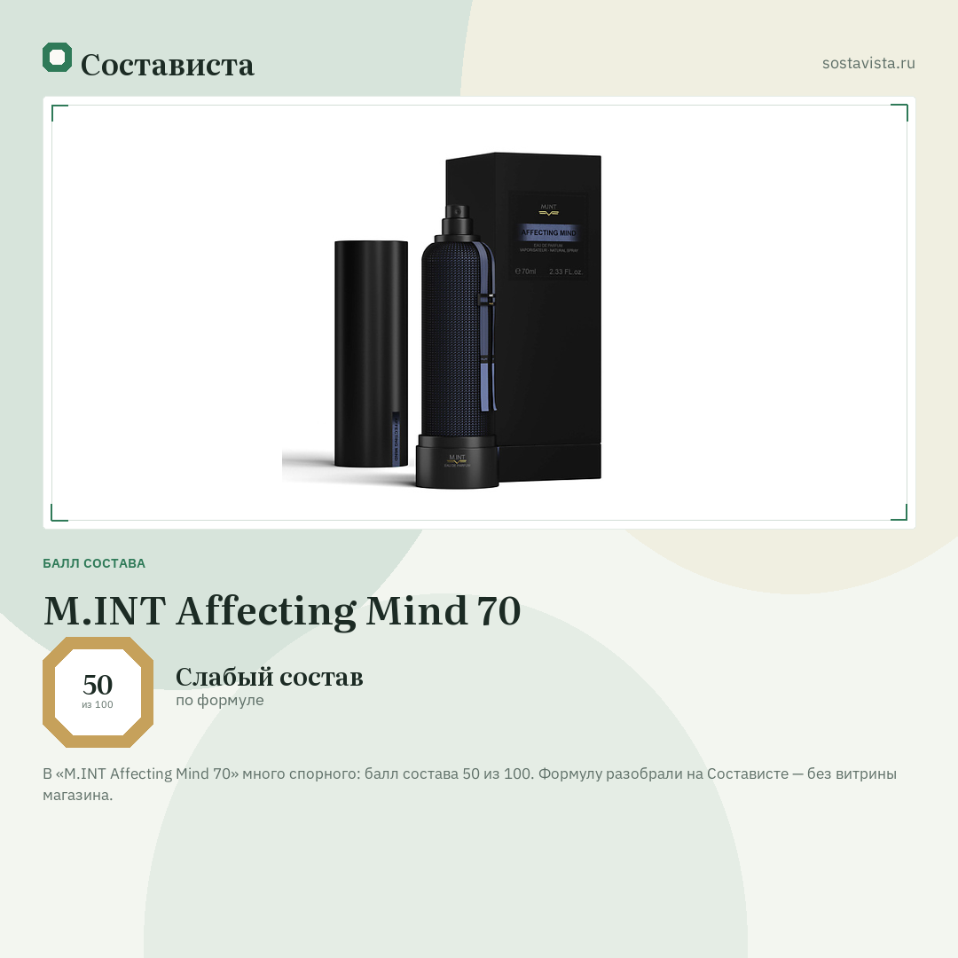 M.INT Affecting Mind 70: балл состава 50 из 100 — Состависта