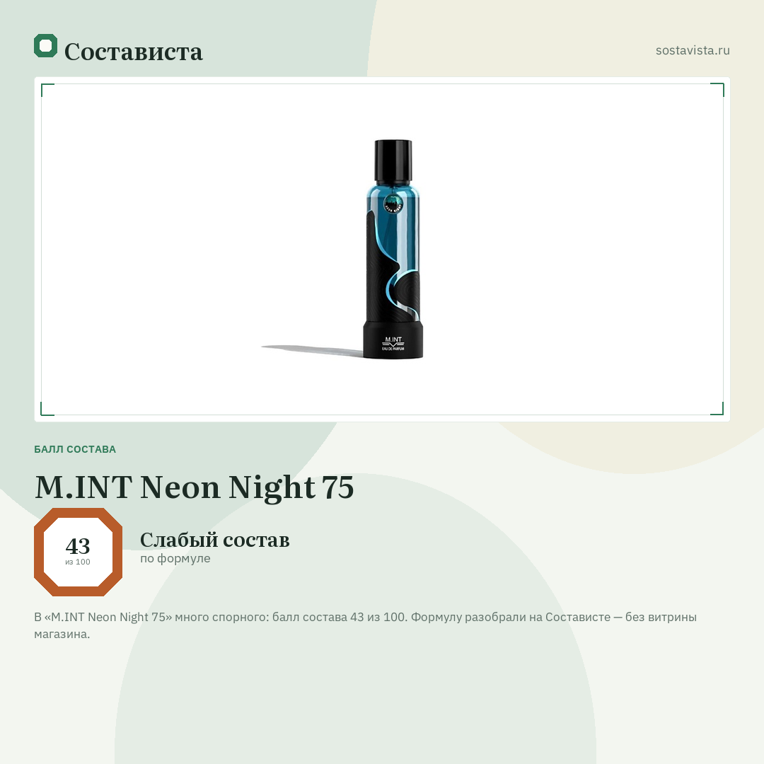 M.INT Neon Night 75: балл состава 43 из 100 — Состависта