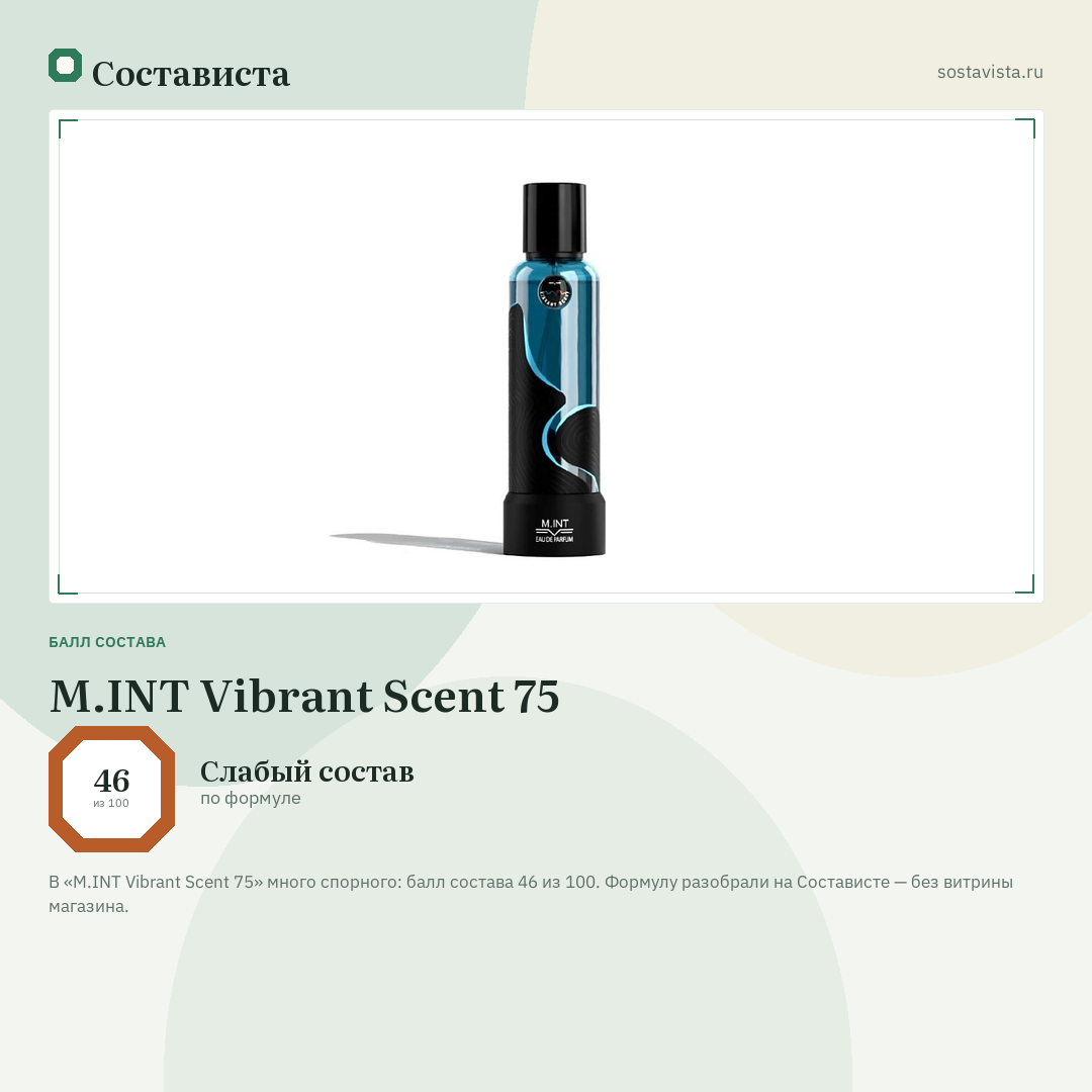 M.INT Vibrant Scent 75: балл состава 46 из 100 — Состависта