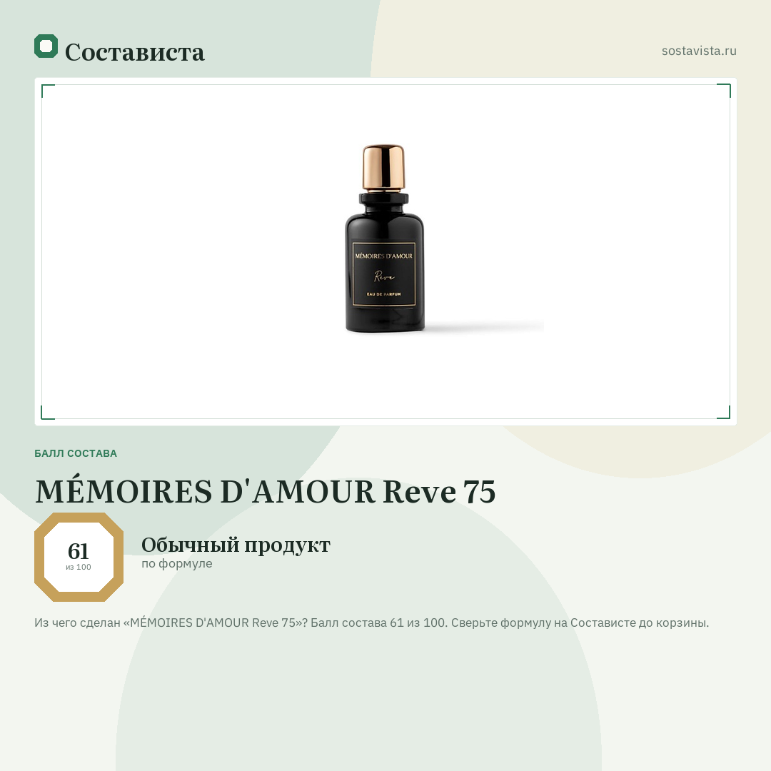 MÉMOIRES D'AMOUR Reve 75: балл состава 61 из 100 — Состависта