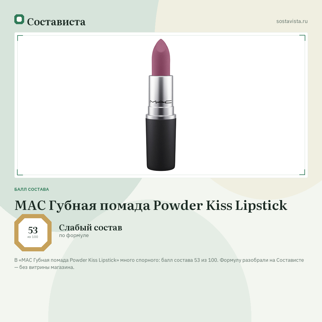 MAC Губная помада Powder Kiss Lipstick: балл состава 53 из 100 — Состависта