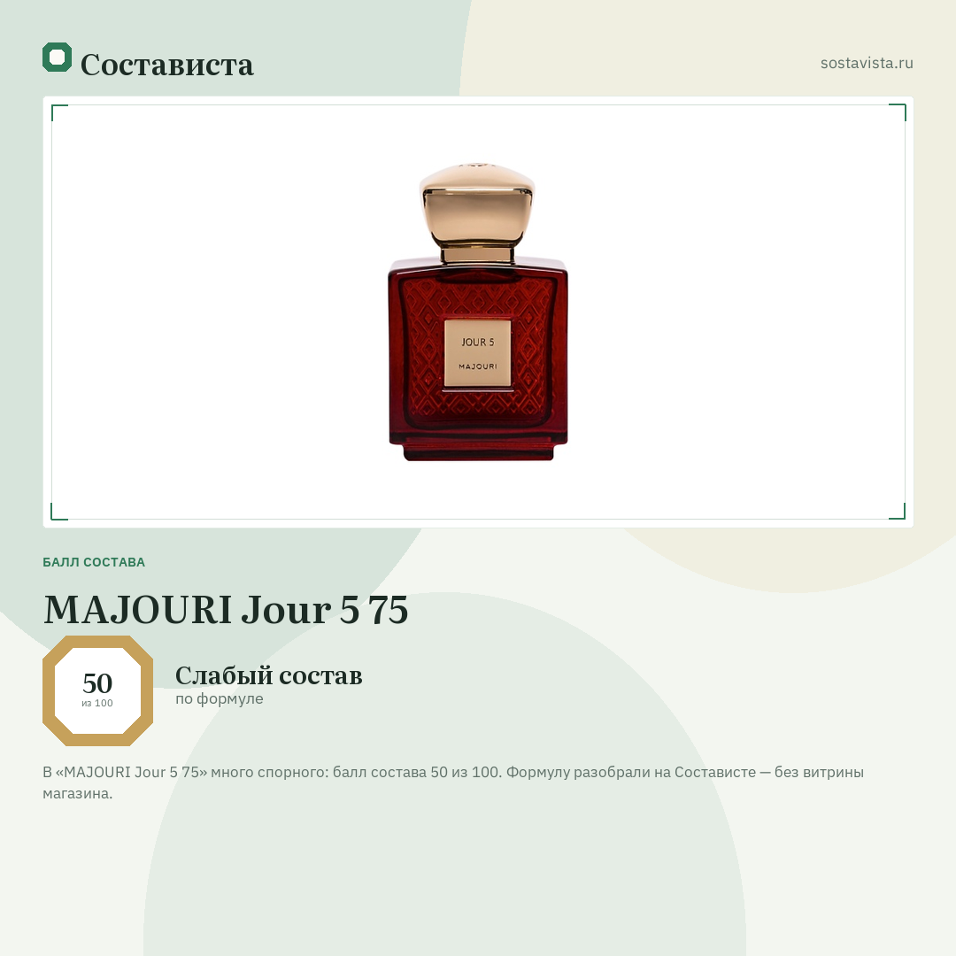 MAJOURI Jour 5 75: балл состава 50 из 100 — Состависта