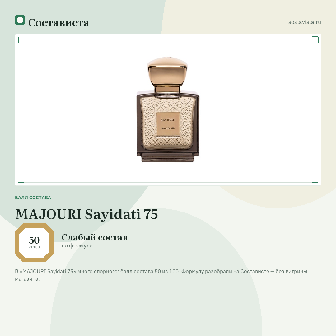 MAJOURI Sayidati 75: балл состава 50 из 100 — Состависта