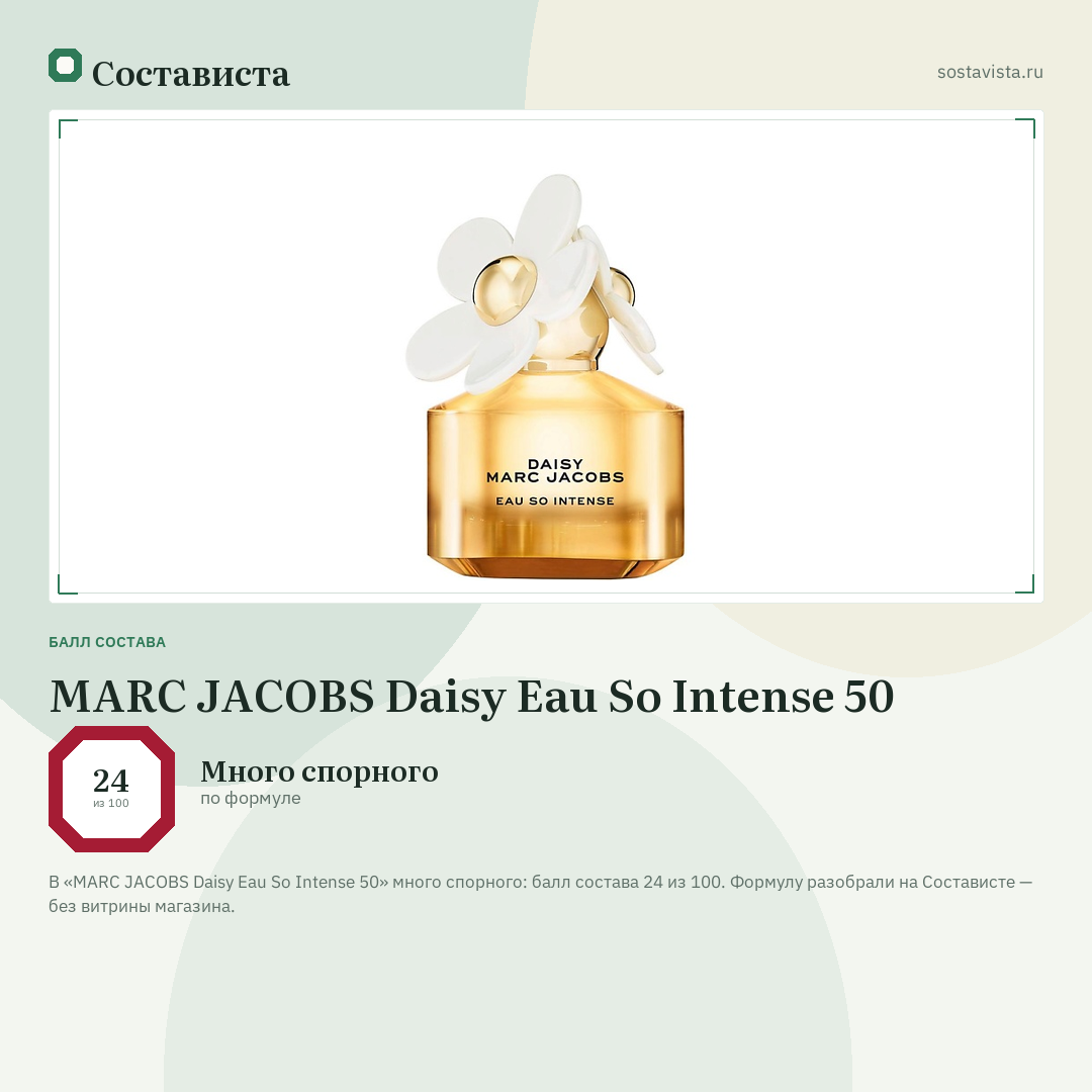 MARC JACOBS Daisy Eau So Intense 50: балл состава 24 из 100 — Состависта