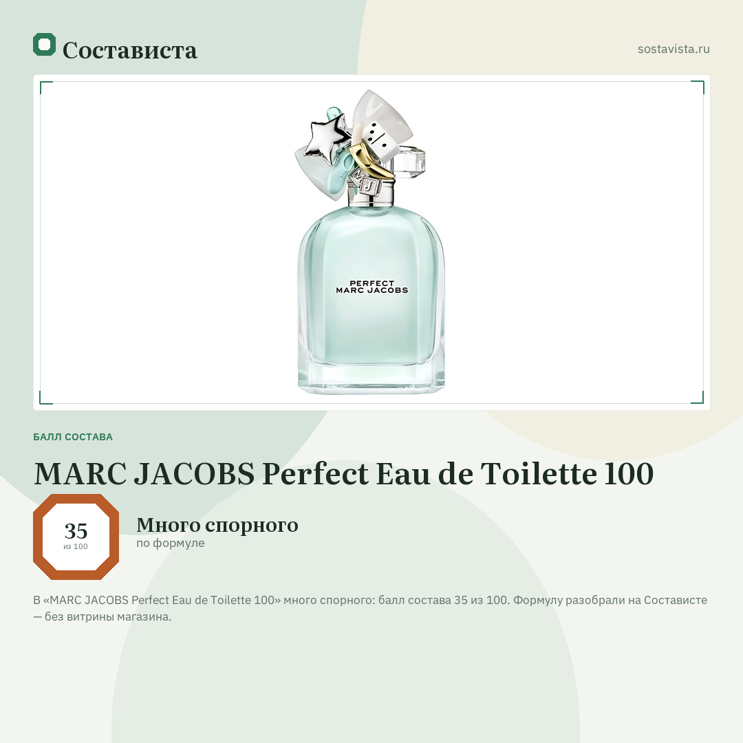 MARC JACOBS Perfect Eau de Toilette 100: балл состава 35 из 100 — Состависта